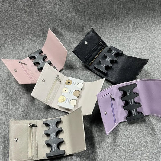 Multi-Functional 2-in-1 Portable Coin Clip & Card Wallet – Colorful Tri-Fold Coin Purse for Travel & Loss Prevention