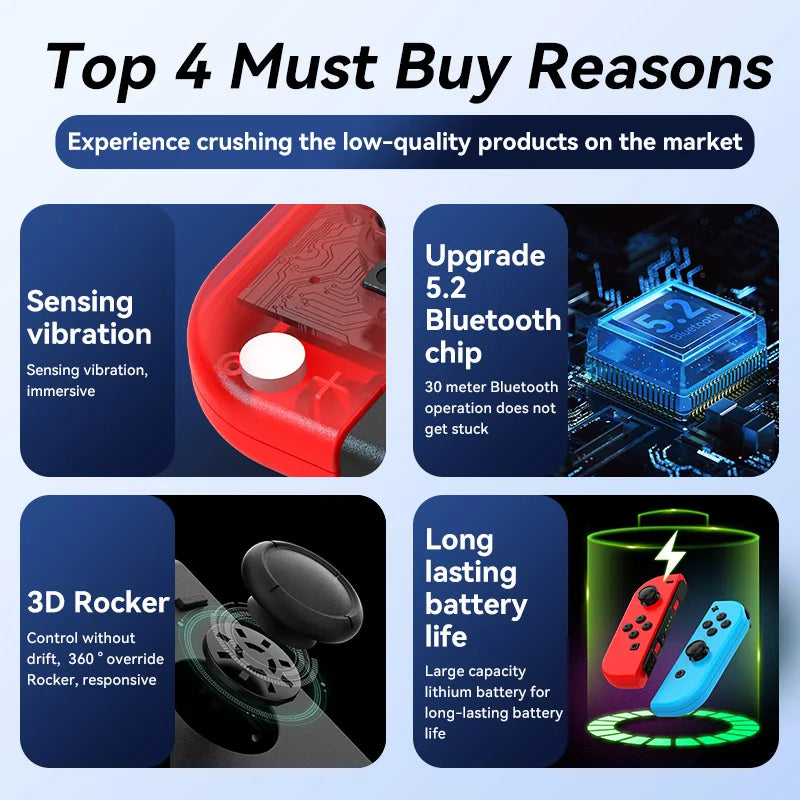 2025 New Bluetooth Joy-Con Gamepad for Switch — Wireless Controller with Turbo for Video Game Consoles