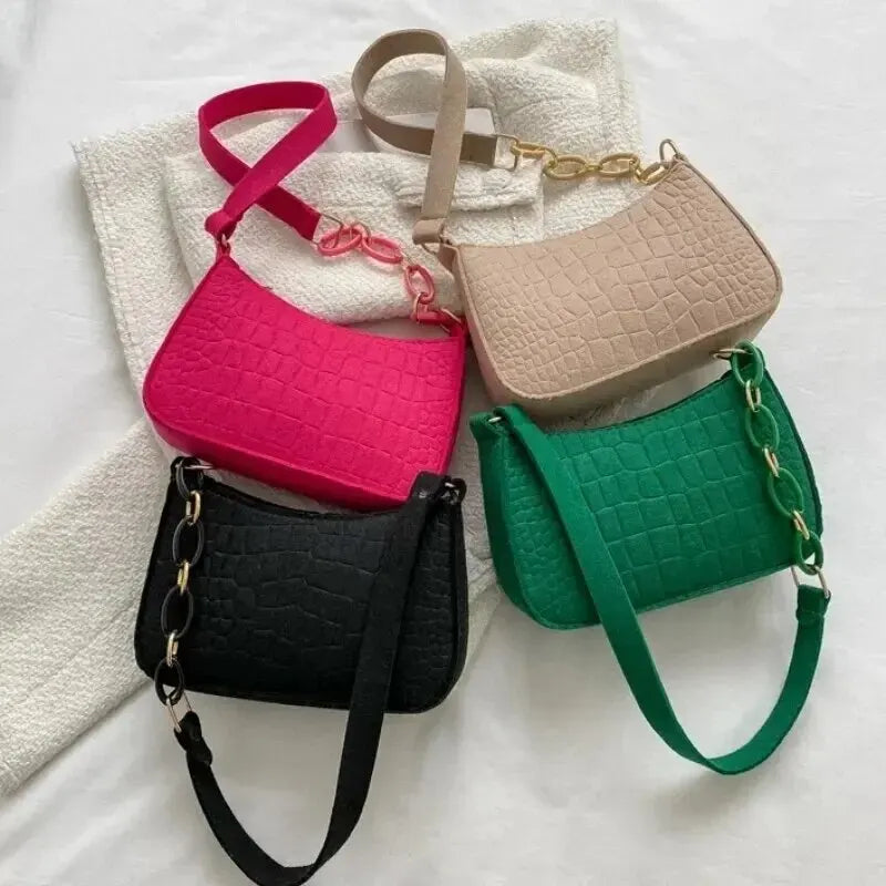 Luxury Lady Felt Armpit Design Tote – Fashionable Small Square Handbag for Women – Chic Crescent Style