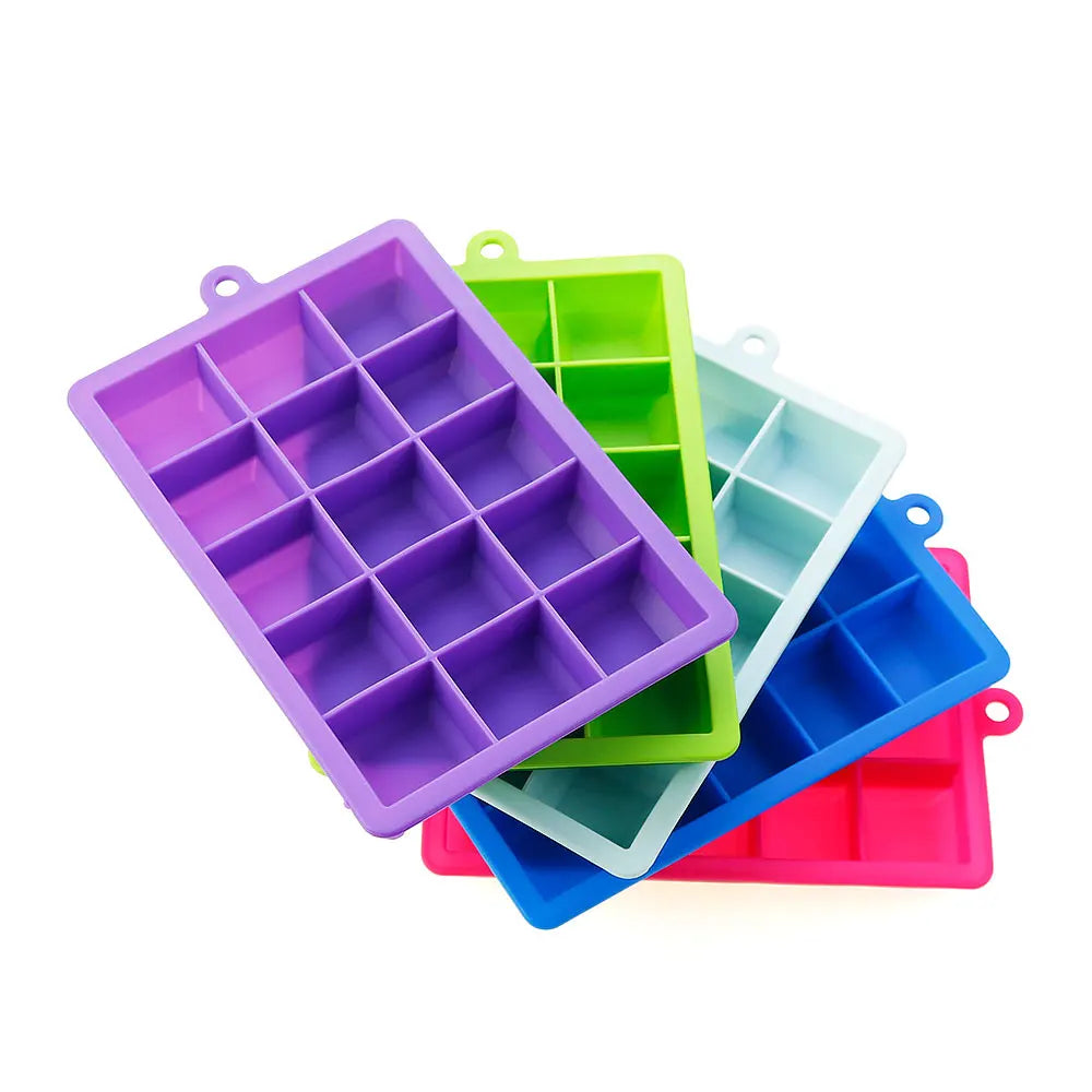 Silicone Ice Cube Mold – 15/24 Grid Square Trays with Lids for Ice Cream, Cold Drinks, Whiskey & Cocktails