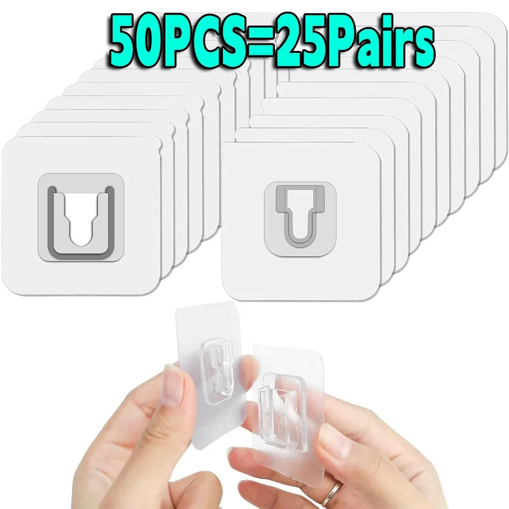 Double-Sided Transparent Suction Cup Wall Hooks – Strong Adhesive Hangers for Kitchen & Bathroom Storage