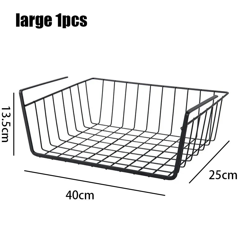 Multipurpose Hanging Closet Storage Basket — Metal Organizer for Kitchen Cabinets, Desks, and Home Use