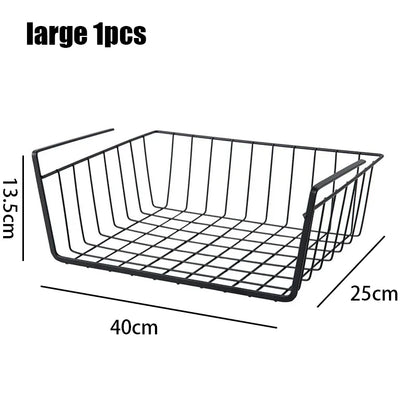 Multipurpose Hanging Closet Storage Basket — Metal Organizer for Kitchen Cabinets, Desks, and Home Use