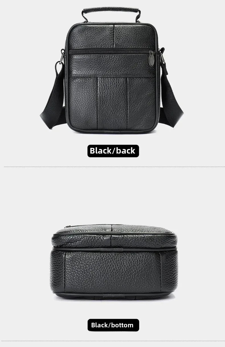 Men’s Genuine Leather Crossbody Bag – Small Outdoor Casual Bag for Motorcycle and Daily Use