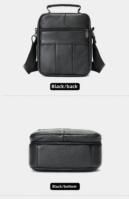 Men’s Genuine Leather Crossbody Bag – Small Outdoor Casual Bag for Motorcycle and Daily Use