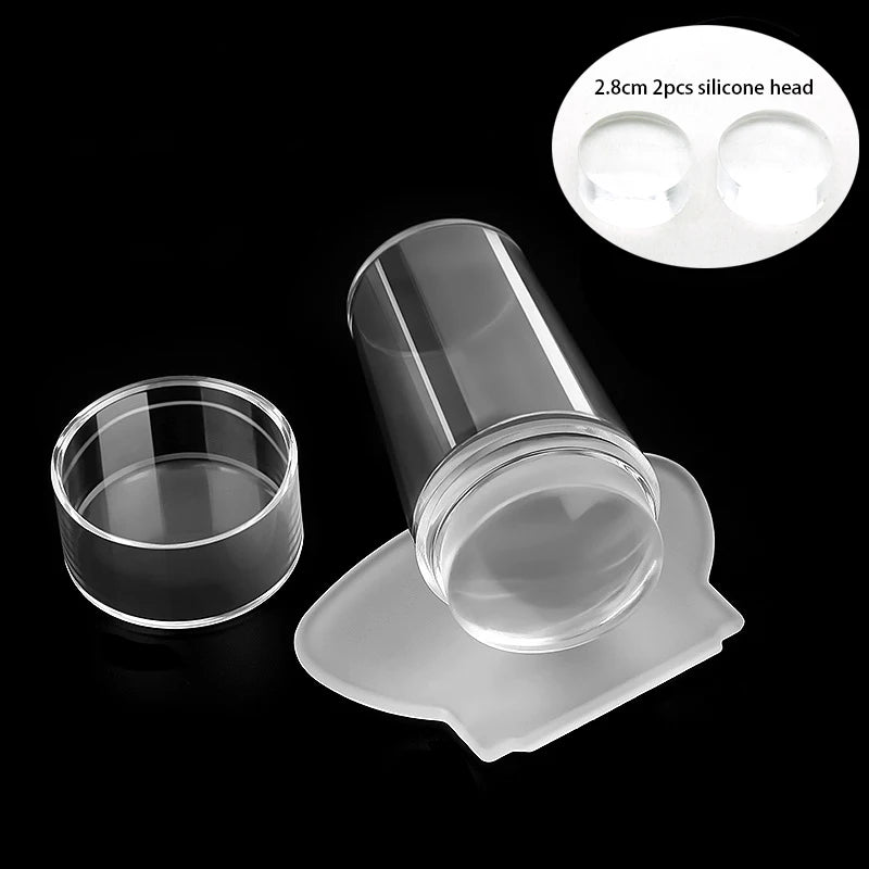Clear Jelly Nail Stamper Set - Silicone Nail Art Stamp Tool with Scraper for Manicure Designs