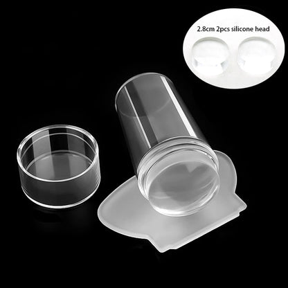 Clear Jelly Nail Stamper Set - Silicone Nail Art Stamp Tool with Scraper for Manicure Designs