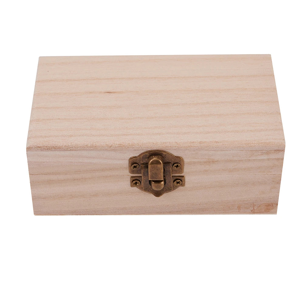 Wooden Jewelry Storage Box with Lid — Square Hinged Craft Box for DIY, Home Decor, and Mother's Day Gift