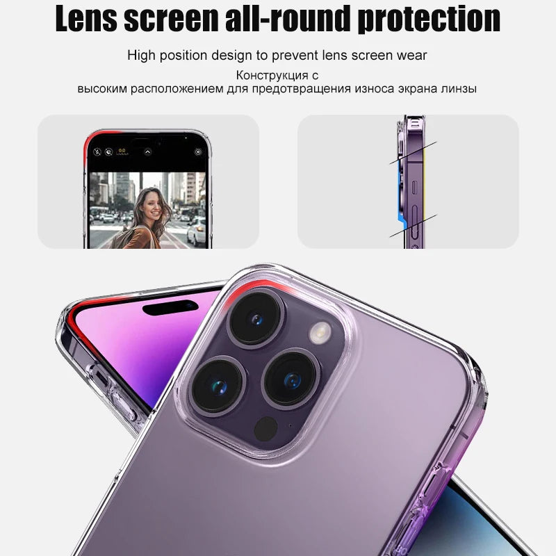 Luxury Clear Silicone Phone Case – Shockproof Transparent Bumper Back Cover for iPhone 7, 8, X, XR, XS, 11, 12, 13, 14, 15, 16 Pro & Pro Max
