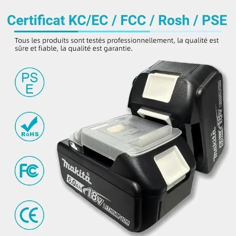 Genuine Makita 18V Battery – 6Ah/5Ah/3Ah Rechargeable for Drill DGA404, DDF487, DTW700, DTD173, HR410D, DJV182, LXT400