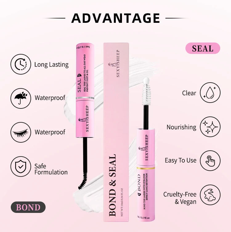 48H Eyelash Glue and Seal for Clusters – Strong Hold, Long-Lasting Adhesive for Lash Extensions