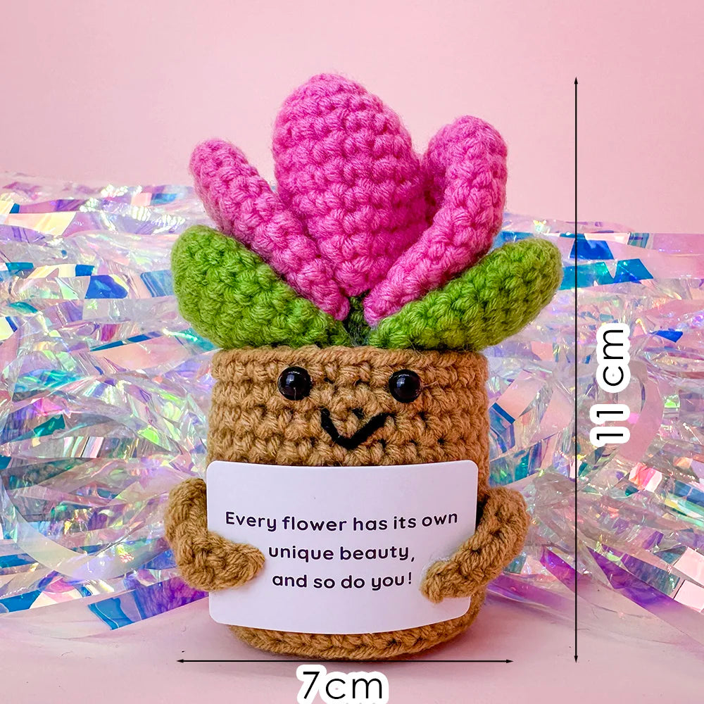 Positive Energy Crochet Doll — Handmade Knitted Plush Potato, Plant, Avocado, Bee & Animal Pocket Hug Emotional Support Gift