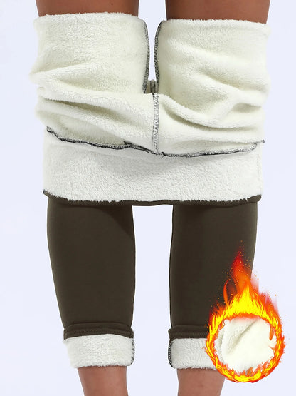 Women’s Velvet Leggings – High-Waist Thick Thermal Stretch Pants, Warm Winter Cold-Resistant Tights