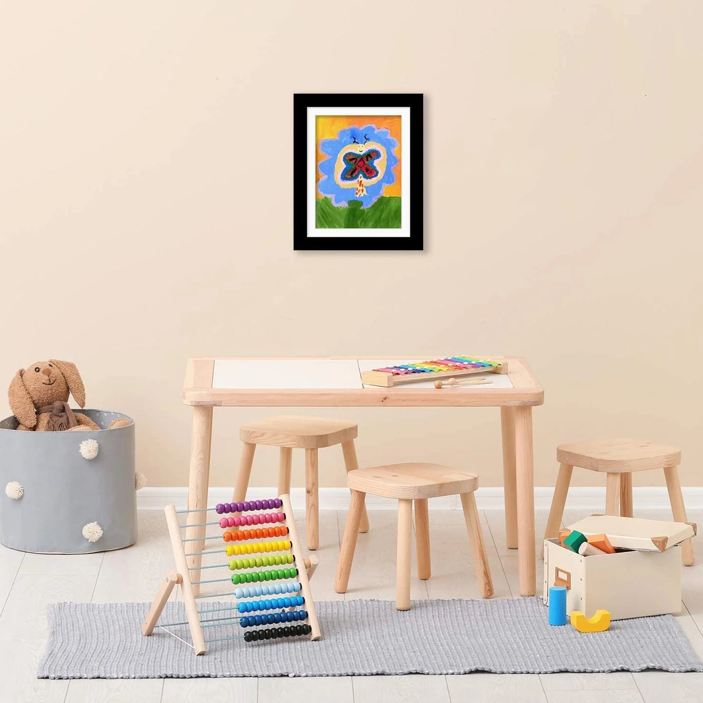 Wooden Flap Art Frames – Magnetic A4 Photo Frame for DIY Paintings, Children's Exhibition, and Home Decoration Storage Rack