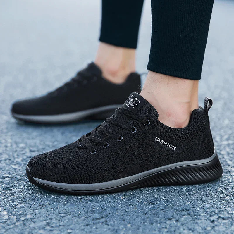 MAEDEF Athletic Shoes for Men – Black Knit Sneakers, Breathable Casual Running, Walking & Gym Shoes for Men & Women