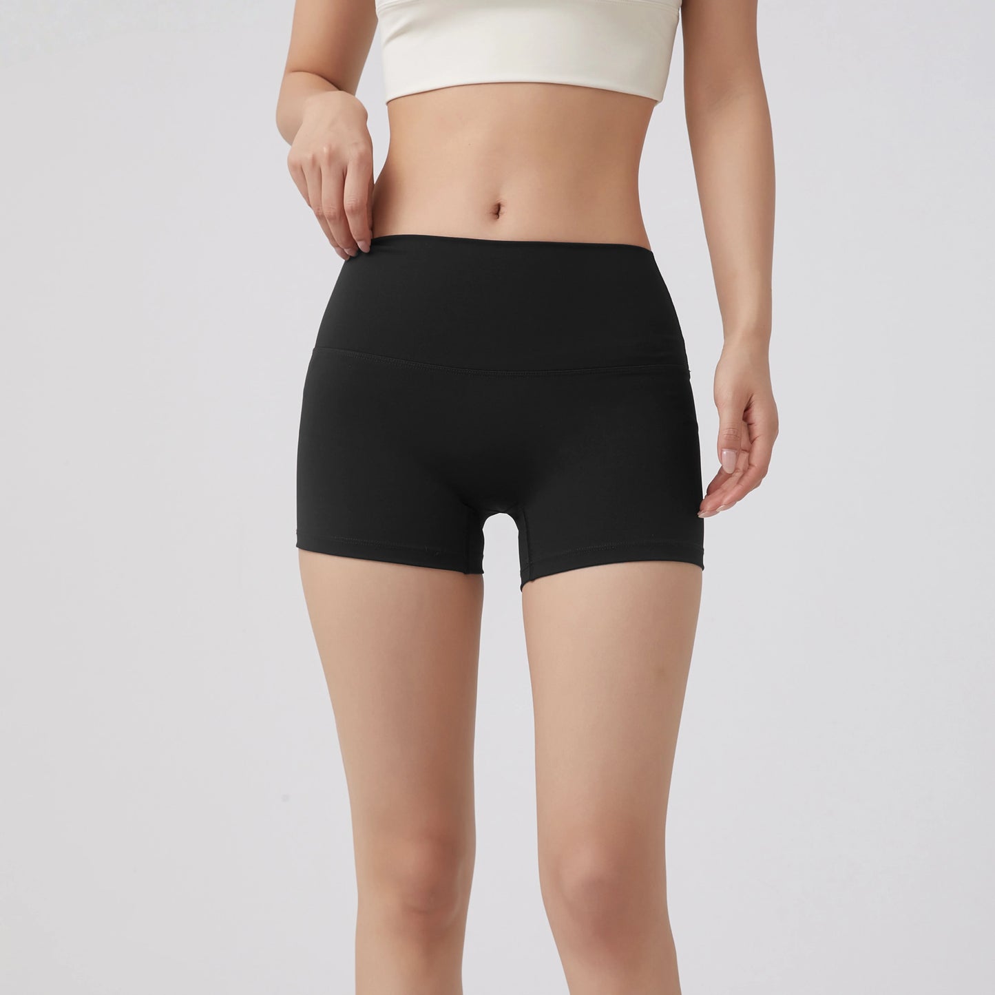 GymHUB High Waist Hip Lift Yoga Shorts – Women’s Quick Dry Peach Nude 3/4 Fitness Leggings for Running & Gym Training