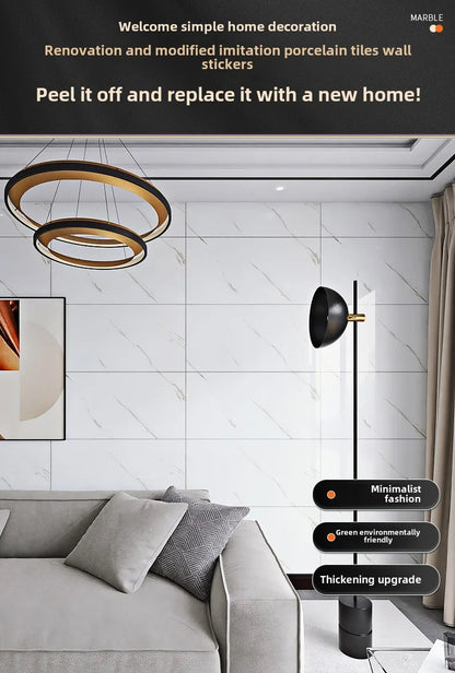10-50Pcs PVC Marble Wall Stickers — Self-Adhesive Thickened Waterproof Tile Stickers for Bathroom Kitchen Floor Home Decor