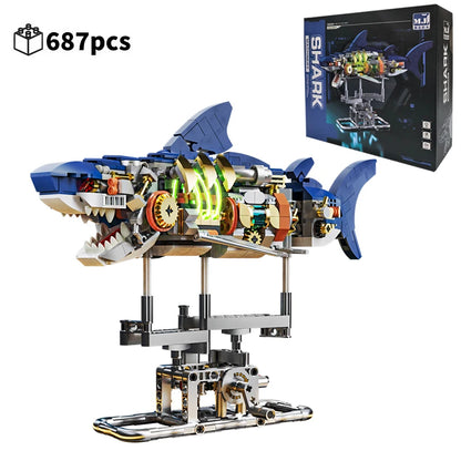 Mechanical Sea Animal Building Blocks Toy – Whale Shark, Octopus, Piranha & Manta Ray with Motor and Lights for Kids