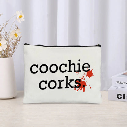 Coochie Corks Pattern Canvas Cosmetic Bag – Fashion Makeup Organizer, Travel Toiletry Pouch & Festival Gift for Women