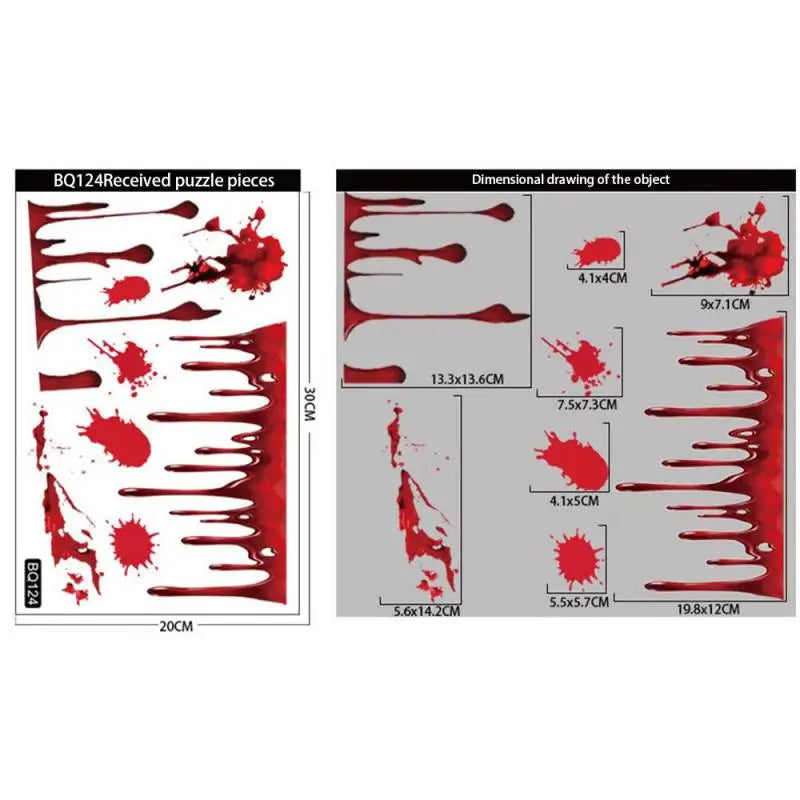 Horror Bloodstain Wall & Window Stickers – Handprint, Footprint & Skull Halloween Decorations 2024