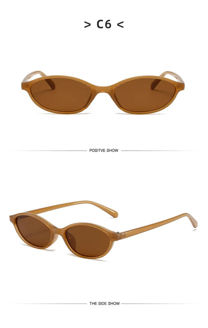 Retro Oval Frame Sunglasses — Trendy Small Frame Punk Cat Eye Sunshade Glasses, Personalized Fashion Sun Protection Eyewear