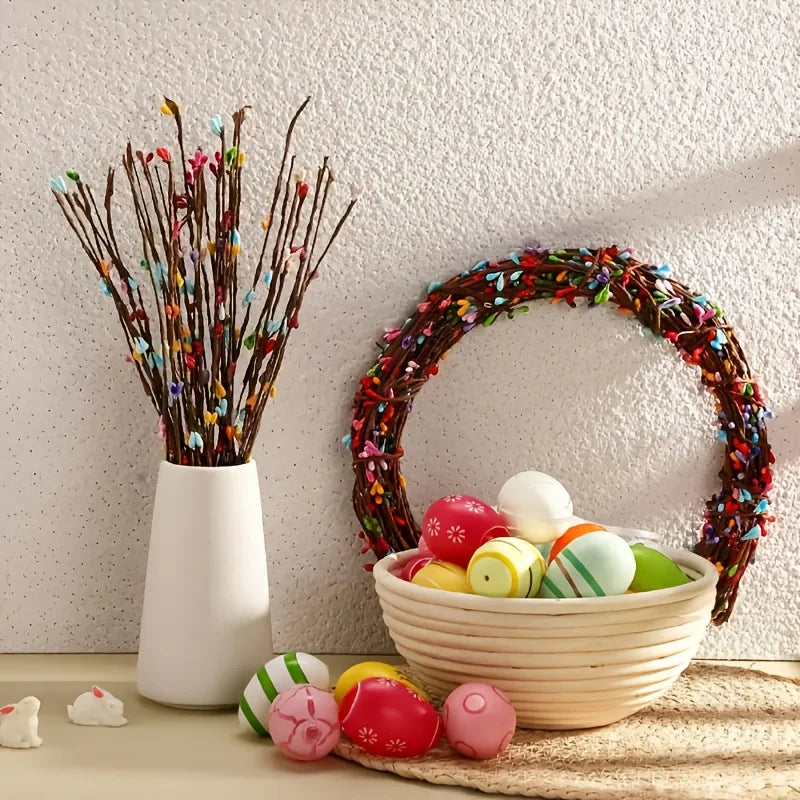 27/47pcs Easter & Spring Artificial Berry Stems with Flowers – DIY Wreath, Bunny Ears & Centerpiece Decorations