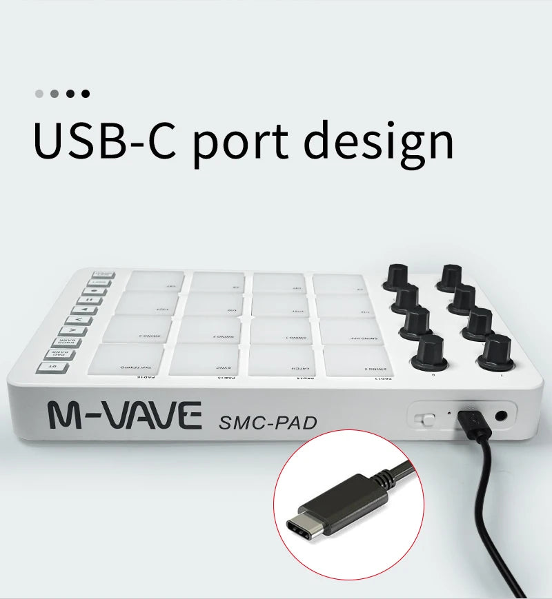 M-VAVE SMC-PAD Wireless MIDI Controller – Portable Percussion Keyboard with USB-C Interface, Compact MIDI Pad for Music Production