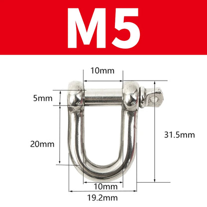304 Stainless Steel D Shackle - Straight Short Rigging Hook for Boat & Marine Hardware