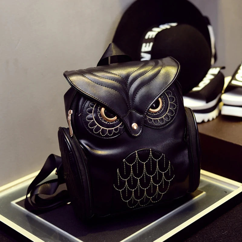 Embossed Owl Backpack: Cute Cartoon Animal PU Bag for Trendy Women - Fashionable Travel Companion