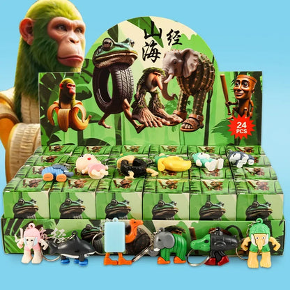24PCS Tungtungtung Sahur Blind Box Toys — Tralala Shark, Bombardinocrocodilo Figures, Moveable Keychain Collectible Set