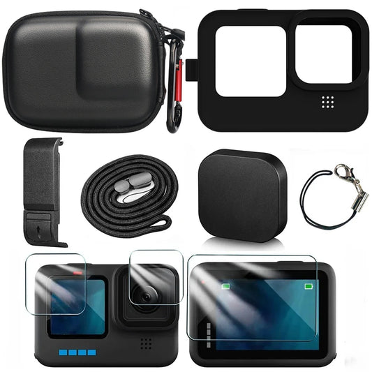 GoPro Hero 13 Black Tempered Glass Screen Protector – Silicone Case, Lens Cap & Protective Film for GoPro 13 Camera