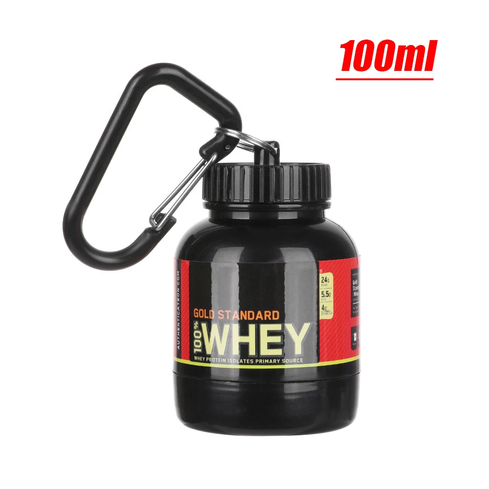 Mini Portable Protein Powder Bottles with Keychain – Travel Funnel, Medicine & Sport Storage Cups