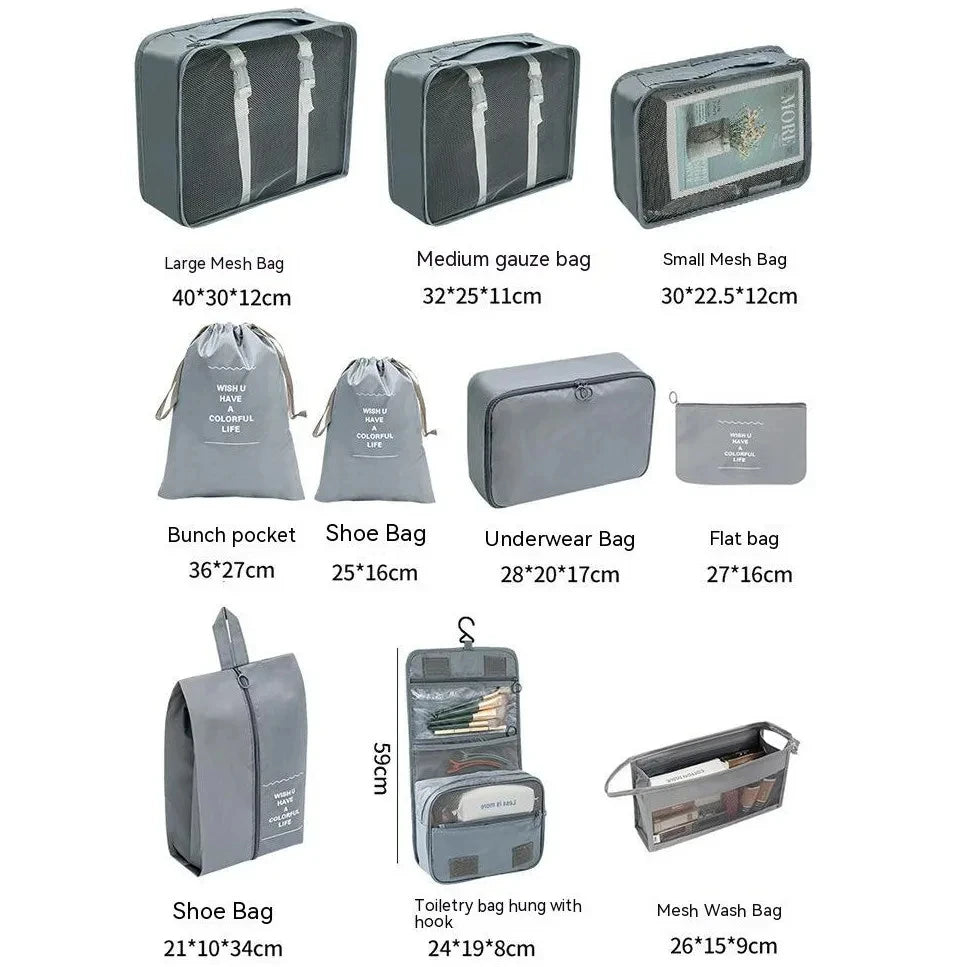 7–10 Pc Travel Organizer Storage Bags Set – Portable Packing Cubes for Suitcase, Clothes, Shoes & Luggage Tidy Pouch