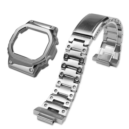 Gold and Black Stainless Steel Bezel and Strap Set for Casio G-Shock DW-5600, GW-B5600 & GW-M5610 - Metal Watch Case Modification Kit