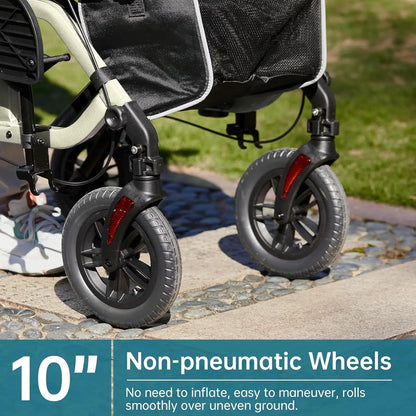 All-Terrain 2-in-1 Rollator & Transport Chair — Folding Wheelchair with 10" Non-Pneumatic Wheels