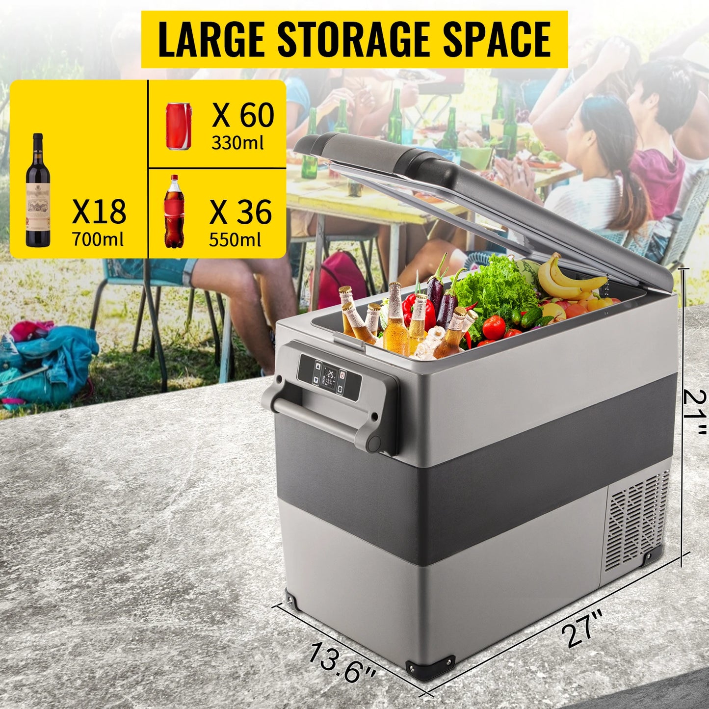 SucceBuy Portable Car Refrigerator Mini Fridge — 20L–55L Compressor Cooler DC 110-240V Ice Box for Camping