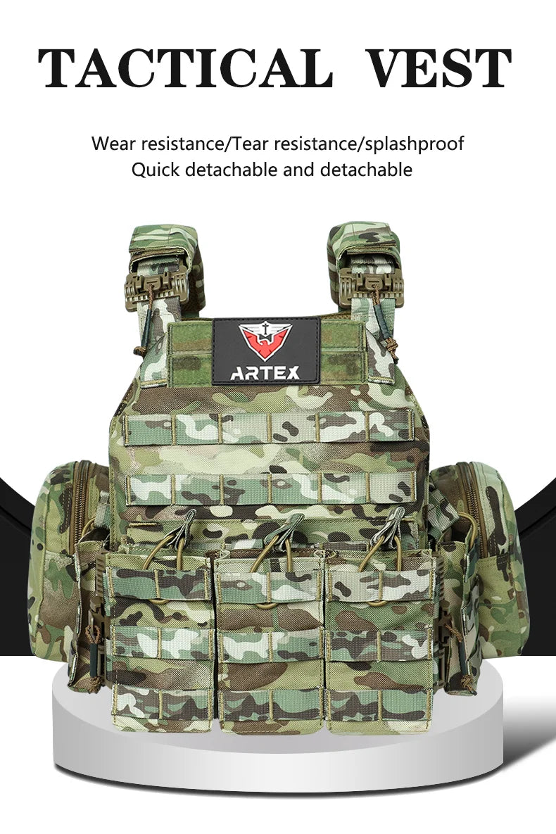 ARTEX Tactical Vest – 1000D Nylon, Quick Release, 6094K with Triple Magazine Pouch for Hunting & Airsoft Combat