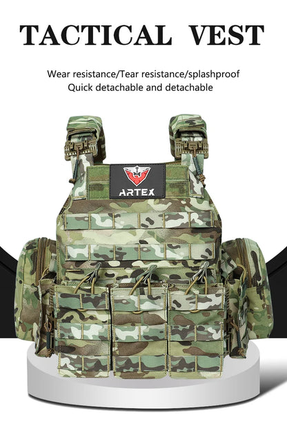 ARTEX Tactical Vest – 1000D Nylon, Quick Release, 6094K with Triple Magazine Pouch for Hunting & Airsoft Combat