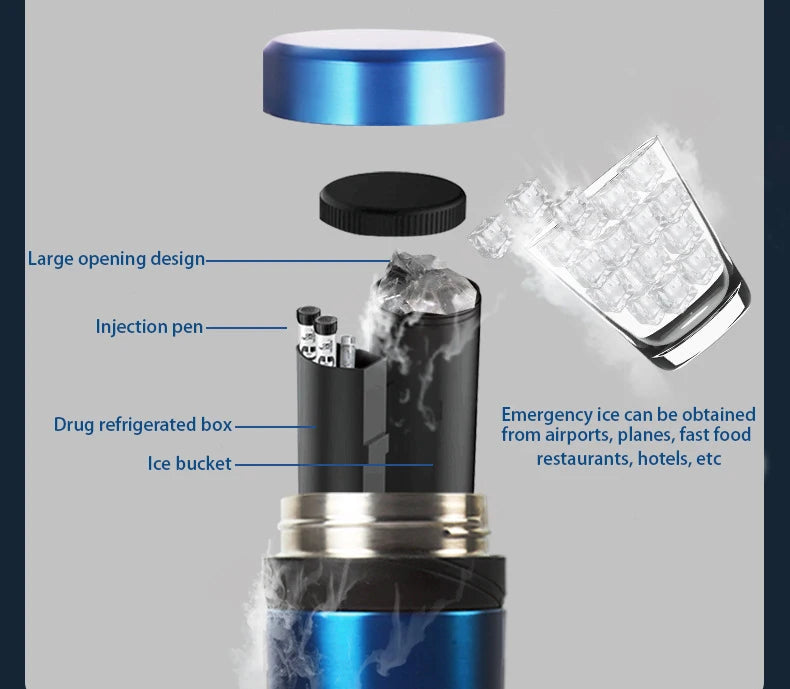 LCD Insulin Cooler Flask – Portable Outdoor Mini Vacuum Refrigerator for Medicine and Beverage Storage, Drug Cooler Fridge