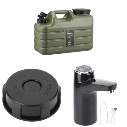 11L Camping Water Container - Portable Water Tank with Faucet & USB Rechargeable Electric Pump
