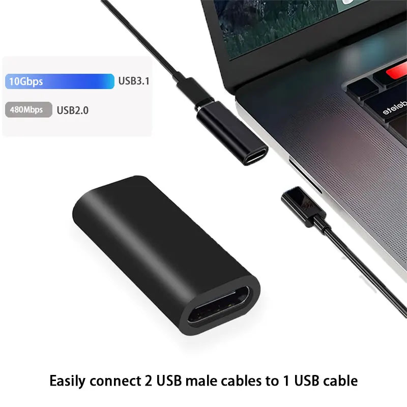 USB C Female to Female Adapter - Type C 3.1 Coupler Connector for Phone, Tablet & USB C Cable Extension