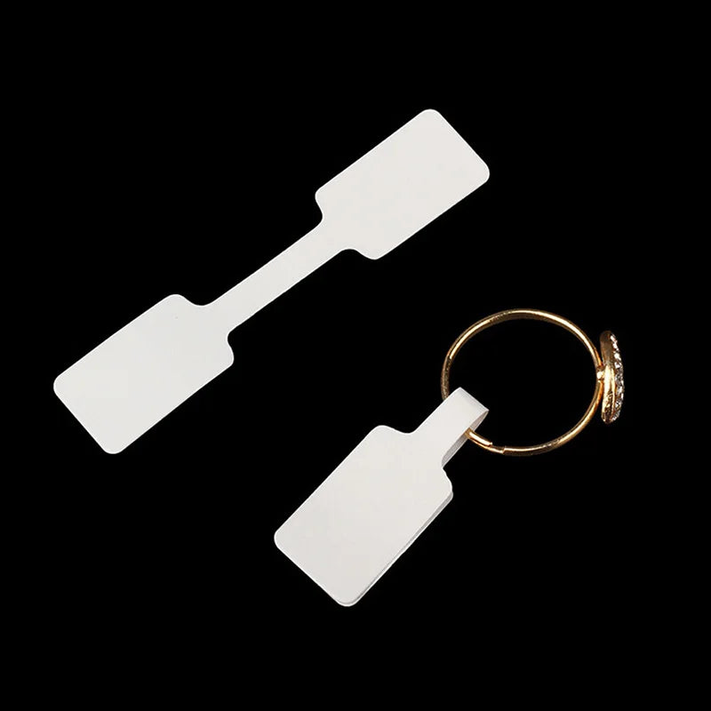 100PCS Blank Paper Price Tag Stickers – Self-Adhesive Jewelry Bracelet Ring Label Display Cards