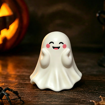 Middle Finger Ghost Statue - Cute Halloween Horror Figurine for Coffee Table & Home Decor