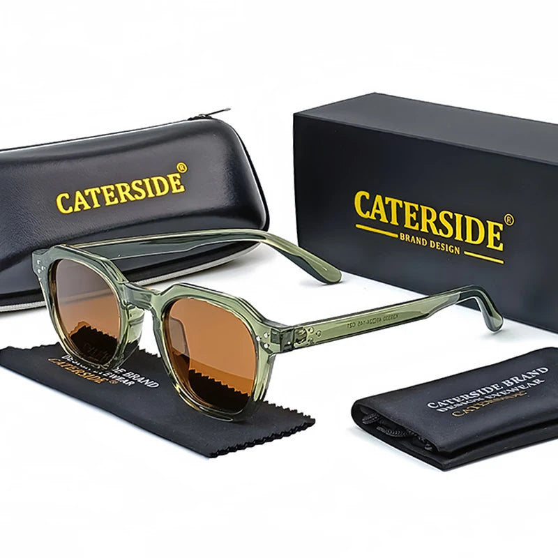 CATERSIDE Retro Polarized Sunglasses – Ultralight TR90 Frame Polygon Style for Men & Women, High-Quality Travel Eyewear
