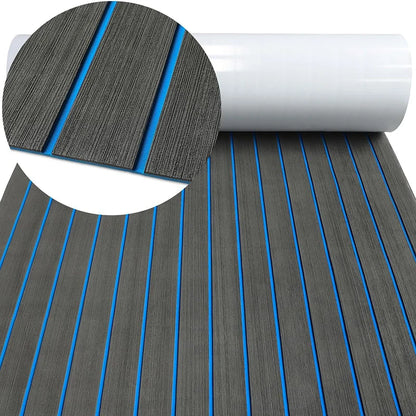 2400*450mm EVA Foam Faux Teak Boat Deck Mat – Waterproof Marine Flooring for Yachts, Motorboats & Pontoons in Brown/Black