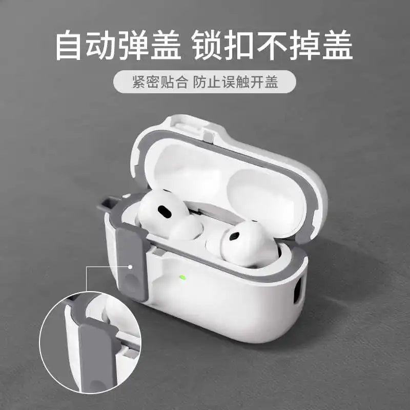 2024 New Hard Hybrid Protector Case for AirPods 4 (USB-C) — Magnetic Lid Lock Luxury Cover for Apple AirPods 4