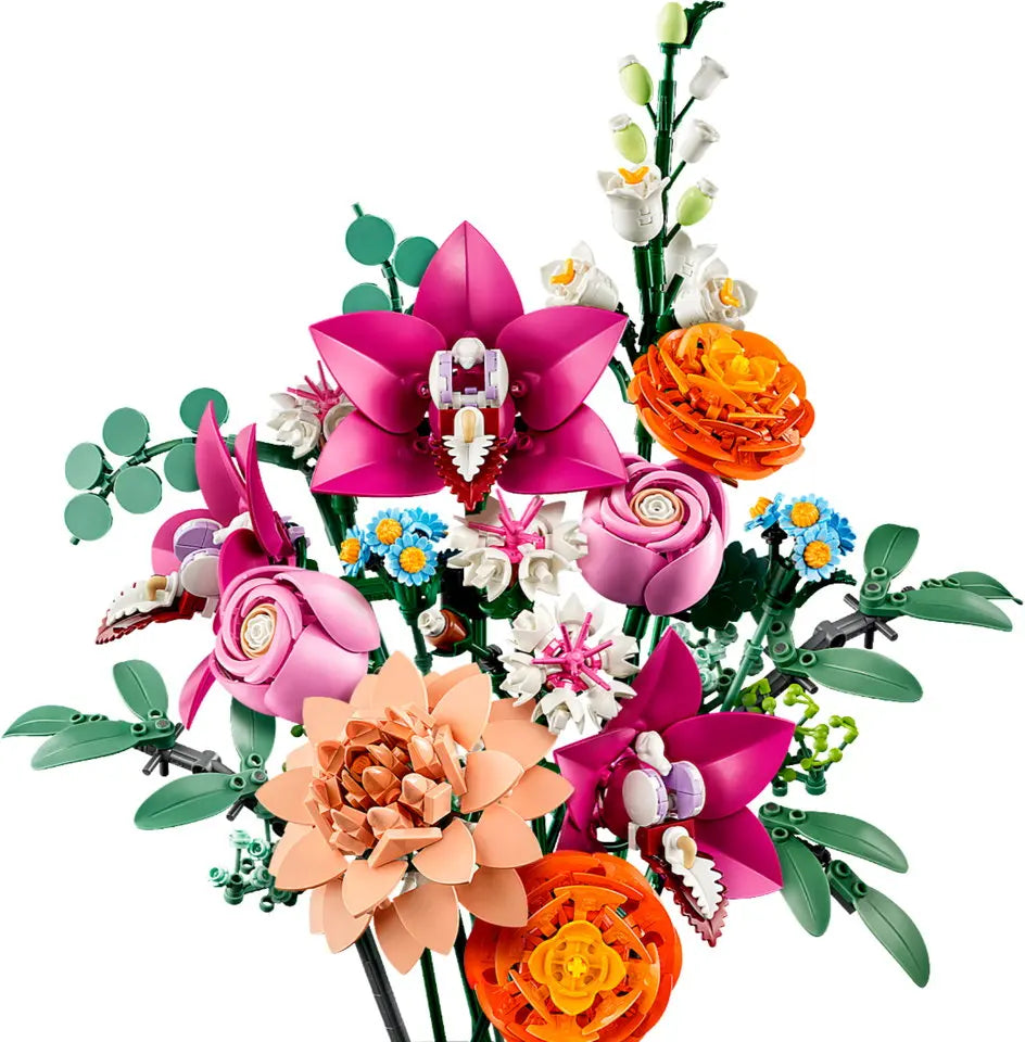 Romantic Pink Flower Bouquet Building Block Set 10342 – Compatible with Lego, Ideal Christmas Gift