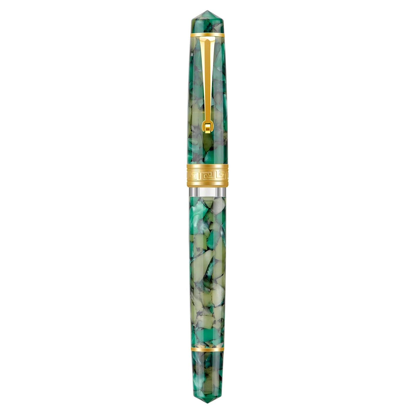 Asvine P20 Piston Filling Fountain Pen – Acrylic with Beautiful Patterns, EF/F/M Nib, Golden Clip, Smooth Writing Office Gift Pen