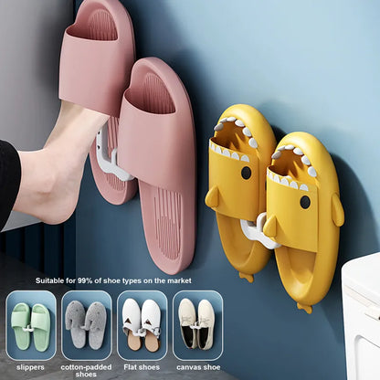 Wall-Mounted Slippers Rack - No Punching, Simple Bathroom Slipper Hook with Drainage, Bedroom Neat Storage and Shoe Drying