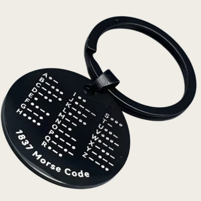 Stainless Steel Morse Code Keychain - Double-Sided Alphanumeric Educational Car Pendant for Radio Amateurs
